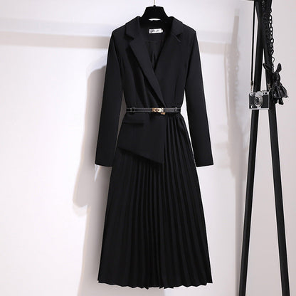 Pleated Midi Blazer Dress