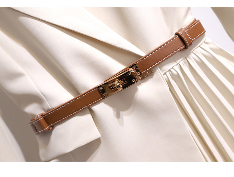 Pleated Midi Blazer Dress