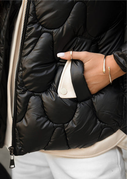 Women’s Oversized Metallic-Texture Puffer Jacket