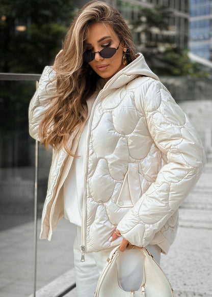 Women’s Oversized Metallic-Texture Puffer Jacket