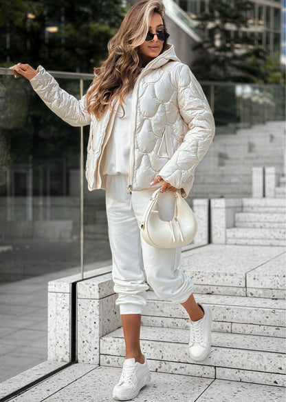 Women’s Oversized Metallic-Texture Puffer Jacket