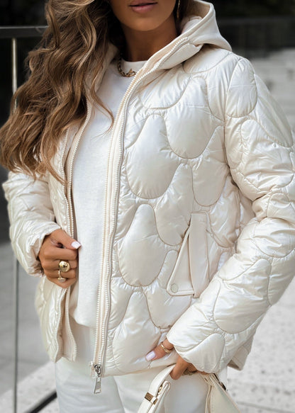 Women’s Oversized Metallic-Texture Puffer Jacket